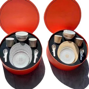 Juego de Vajilla de Porcelana Fina de Lujo Marca CEC, Ecológico, de 10 Piezas, Incluye Tazón y Plato, Clásico para Hogar, Hotel y Restaurante, Venta al Por Mayor - Product Image 1