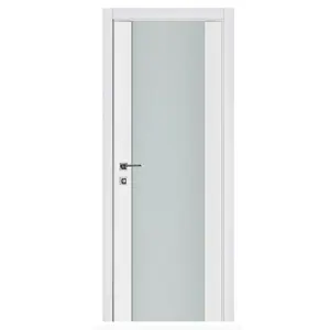 Branco pvc laminado de luxo simples design sólido madeira lavar quarto triplo camadas de vidro porta desenhos