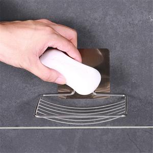 Support mural moderne en acier inoxydable pour savon d'hôtel, sans perçage, à ventouse, avec drain, étagère de rangement simple couche - Product Image 3