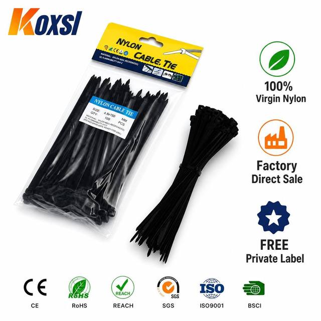 Chinese OEM Factory Self Locking Nylon Cable Ties 4.8x300mm 50 LBS Tensile Strength for Industrial Applications