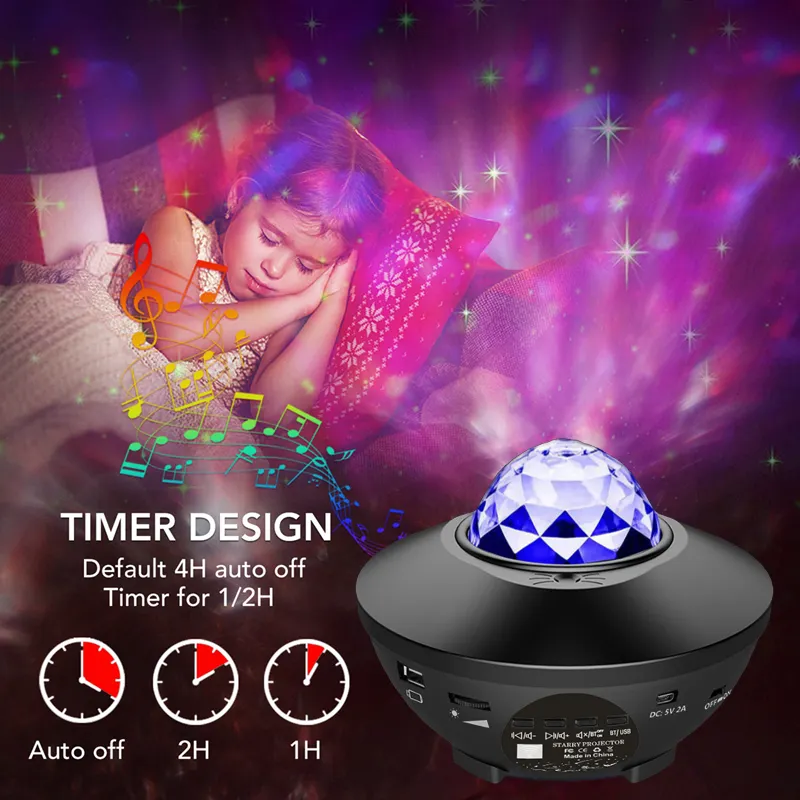 Lampu Malam Berbintang Bayi, Pengontrol Jarak Jauh Lampu Malam Nirkabel Speaker Pintar Galaxy RGB Berbintang Lampu Malam