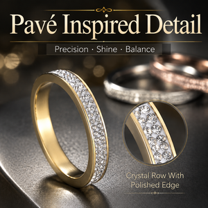 Bague de doigt empilable tendance et délicate pour femmes, en acier inoxydable 316L étanche, avec zircone cubique semi-pavée - Product Image 4