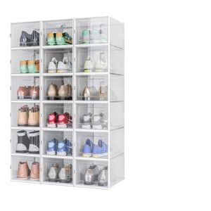 Paquete de 12 Cajas de Almacenamiento de Zapatos, Organizador de Zapatos Apilable de Plástico Transparente para Armario, Contenedores Plegables para Zapatos - Product Image 2