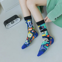 Chaussettes unisexes asymétriques personnalisables pour Halloween, en coton, avec logo amusant, chaussettes créatives respirantes, chaussettes mi-mollet à motif de dessin animé