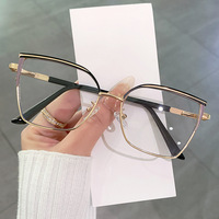 Lunettes de jeu anti-lumière bleue œil de chat à motif géométrique solide, monture métallique, verres photochromiques, effet diamant
