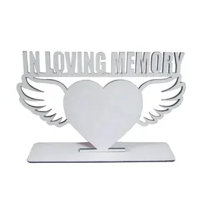 Heart Wing in LOVING MEMORY Sublimation Photo Frame Blanks Design Custom MDF Wooden New Home Decorative Items 5mm 6 Color 50pcs