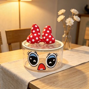Cute Cartoon Transparent Cosmetic Storage Box With Lid 5L Makeup Organizer Pen Holder Gift - Product Image 4