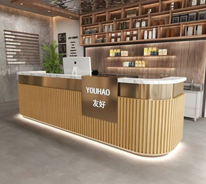 Modern Creative Fiberglass Front Desk Luxury Reception Counter Art Shape for Salon Club Lobby - Product Image 4