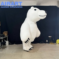 Costume gonflable d'ours polaire de mascotte de défilé de taille adulte, ballon gonflable de costume d'ours blanc de dessin animé