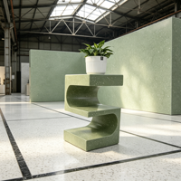 Table d'appoint en céramique moderne vert brillant, design géométrique multicouche, pour salon, chambre, cuisine, table de bout de canapé