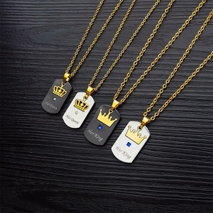 Hip-hop Bijoux En Acier Inoxydable pour Elle Et Lui Chaîne Couronne Pendentif Collier Couple Pendentifs Couples Colliers - Product Image 3