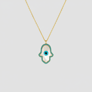 Collier à pendentif en métal doré design mauvais œil - Product Image 2