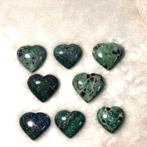Premium Ruby Zoisite Puffy Hearts Shadow Carved Polished Love Healing <b>Crystal</b> Gemstone Abundance Good Luck Hand Carved Wholesale - Product Image 1