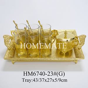 Arabia Saudita <span class=keywords><strong>Turco</strong></span> Struttura In Metallo di Caffè di Vetro Tazza di Tè Set con Lo Zucchero Vassoio Pentola - Product Image 4