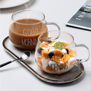 Tazza da tè in vetro trasparente stampato <span class=keywords><strong>con</strong></span> lettera <span class=keywords><strong>con</strong></span> manico per Dessert colazione latte - Product Image 1