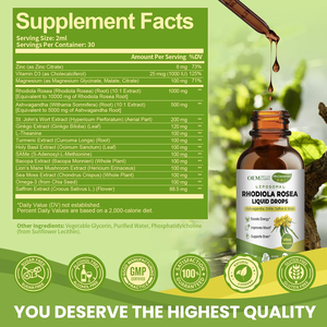 Extracto <span class=keywords><strong>de</strong></span> Raíz <span class=keywords><strong>de</strong></span> Rhodiola en Gotas Líquidas OEM 16 en 1, <span class=keywords><strong>Tintura</strong></span> Liposomal <span class=keywords><strong>de</strong></span> Rhodiola Rosea con <span class=keywords><strong>Ashwagandha</strong></span> y Azafrán - Product Image 2
