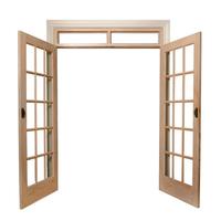 Porte à battants en aluminium à double feuille, design de grille, entrée insonorisée, porte en bois pour supermarché, surface finie, en vente