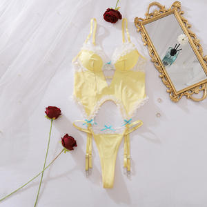 Conjunto <span class=keywords><strong>de</strong></span> Lencería <span class=keywords><strong>de</strong></span> Dos Piezas con Diseño <span class=keywords><strong>de</strong></span> Encaje y Malla Transparente, Estilo Sensual para Dormir, 2026 - Product Image 6