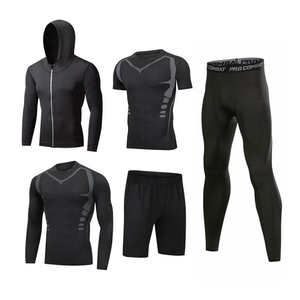 Personalisierbares Sportbekleidungs-Kompressionsset aus Polyester, schnelltrocknend und elastisch, 5-teilig, Trainingsbekleidung, Fitnessbekleidung für Herren, Fitnessstudio-Bekleidung - Product Image 2