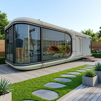 Maison capsule spatiale intelligente futuriste, structure en acier, villa modulaire préfabriquée avec système IA, écologique, installation rapide
