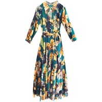 Robes maxi en mousseline de soie pour femmes, robes à manches longues à col chemise imprimées de fleurs, bouton, nouvelle mode élégante décontractée