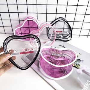 PVC hình trái tim túi 11cm * 3cm, đen, trắng, hồng thời trang mỹ phẩm Pouch - Product Image 5