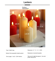 Bougies LED en forme de pilier cannelées à effet flamme vacillante, télécommandées et à intensité variable, sans flamme, pour la décoration de la maison et de mariages