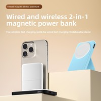 Faltbarer Ständer Handy-Powerbank 10000mAh Magnetisches Kabelloses Schnellladegerät 2-in-1 Kompakt Tragbar USB Digitales Display