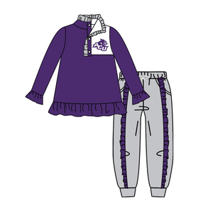 Ensemble <span class=keywords><strong>jogging</strong></span> polo à volants pour filles et femmes XY0811, haut à manches longues avec ourlet à volants, pantalon de <span class=keywords><strong>jogging</strong></span> à volants sur le côté - Product Image 4