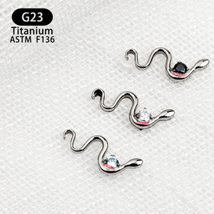 Piercing en Titane F136 de Grade Implantable pour Humain, avec Zircon, pour Oreille, Lèvre ou Cartilage, Motif Reptile Serpent - Product Image 2