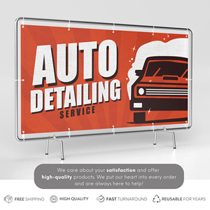 Bannière en vinyle portable et personnalisée OEM ODM pour concessionnaire automobile Promo Logos de marque Coordonnées Impression d'affichage de panneaux suspendus - Product Image 2