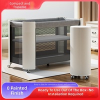 Lit de jeu pliable portable avec barrière de sécurité entièrement fermée et profonde, taille pliée compacte, pour co-dodo et espace extra large