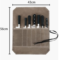 Sac à rouleaux de couteaux de chef en toile cirée multi-usages pour outils et ustensiles de cuisine, étui à couteaux robuste avec 7 fentes