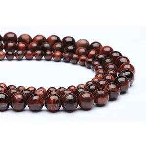 Wholesale Tier A AB+ Grade High Quality Polished Smooth Natural Stone Loose Round Beads Red Tiger Eye for DIY Jewelry Making