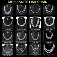 Diamant noir VVS 10-15 mm Passd pour hommes, testeur, argent sterling 925 pour bijoux hip-hop, chaîne cubaine en moissanite