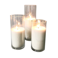 Jarrón de Vidrio Transparente de 32 Pulgadas (100 cm), Alto y Largo, para Flores, con Efecto Térmico Flotante, para Velas de Pilar, Centro de Mesa para Bodas