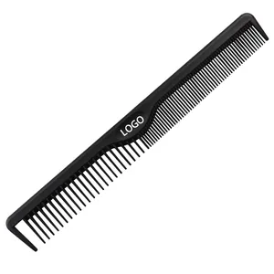 Peignes de barbier droits noirs en fibre de carbone de qualité professionnelle avec logo personnalisé peigne de coupe à dents fines d'usine de salon de coiffure