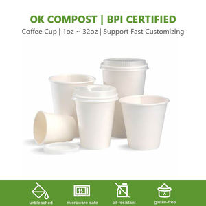 Tasses de Bagasse en pâte de canne à <span class=keywords><strong>sucre</strong></span> compostables imprimées personnalisées, de canne à <span class=keywords><strong>sucre</strong></span>, de Sauce à café, de soupe, de crème glacée, tasses chaudes et froides avec couvercle - Product Image 3