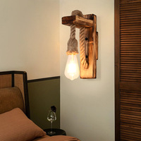 Applique murale LED rétro antique couleur noire lampe de corps en fer vintage avec support en corde de chanvre pour Lighting-WL0277 d'allée intérieure de villa