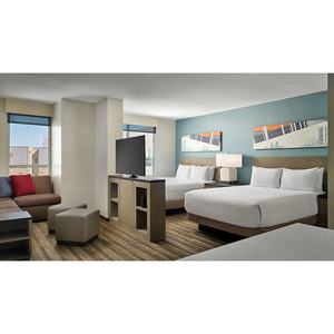 Hyatt House Single Bed with Cabinet <strong>Mirror</strong> Basin Wooden Hotel Furniture for Apartment Use-Headboard <strong>Nightstand</strong> Bed Base - Product Image 2