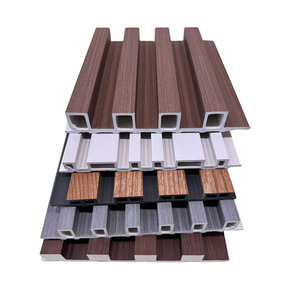 Panneau mural à lattes WPC moderne, grain de bois <span class=keywords><strong>3D</strong></span>, composite, imperméable, ignifuge, panneau décoratif pour revêtement intérieur/extérieur - Product Image 2