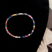 Zircon incrusté de pierre colorée Bracelet corée mode Internet célébrité Design accessoire haute qualité argent plaqué or bijoux