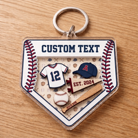 Porte-clés en acrylique personnalisé avec plaque de baseball, texte personnalisé, breloque flottante balles de sport, souvenir d'équipe de softball