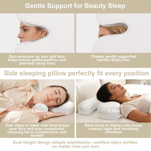 Oreiller ergonomique en mousse à mémoire de forme pour le cou, réglable, anti-âge, anti-rides, pour un sommeil réparateur - Product Image 2