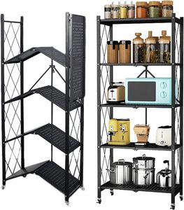 Étagère à livres sur pied personnalisée, en métal noir avec revêtement en poudre, pour la maison, la cuisine, 5 niveaux, étagères <span class=keywords><strong>de</strong></span> rangement pliables - Product Image 5