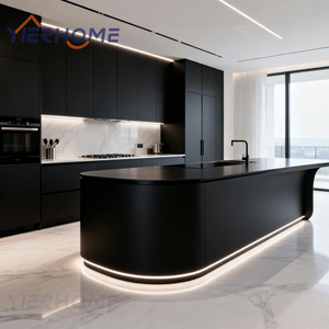 Îlot de cuisine incurvé sur mesure de luxe avec design intelligent <span class=keywords><strong>plan</strong></span> mobiliercomplet gratuit pour toute la villa et solution - Product Image 2
