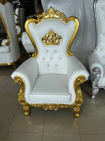 Chaise Trône pour Enfants en Bois de Chêne Massif Durable, Blanc et Or, Style Moderne, pour Usage Commercial, Mariages, Hôtels, Salons, Pied Sabre