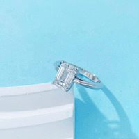 Anello Solitario da Donna in Platino PT950 con Diamante Sintetico Taglio Principessa Quadrato Vintage alla Moda, per Fidanzamento e Matrimonio, di Alta Qualità