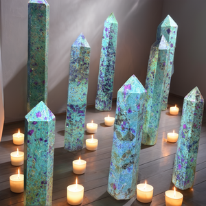 ขายส่งคริสตัล รูบี้ธรรมชาติ คริสตัลปลายแหลม รูบี้ไคยาไนต์ทรงหอคอย งานฝีมือพื้นบ้าน เทคนิคโมเสก สำหรับบำบัดรักษา ของขวัญวันหยุด - Product Image 2