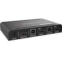 18Gbps HDMI 2-zu-1 KVM-Umschalter 4K@60Hz 4:4:4 HDCP 2.2-konform USB 2.0 HDR 10 Analoger L/R-Audioausgang 2-Port HDMI KVM-Switch